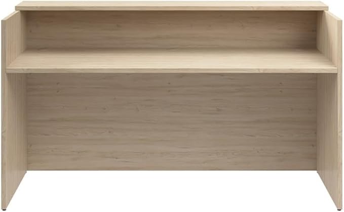 Bush Business Furniture Arrive 72W x 30D Reception Desk with Shelf in Natural Elm, Modern Receptionist Station for Office Waiting Room