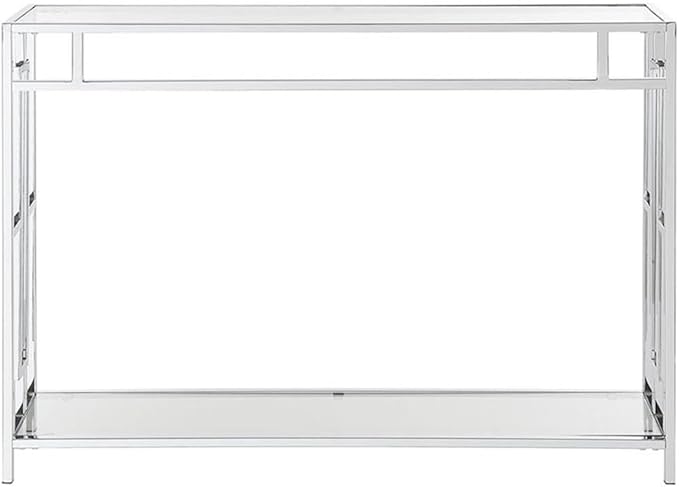 Convenience Concepts Town Square Chrome Console Table 42" - Contemporary Modern Sofa Table with Storage Shelf, Narrow Entryway Hall Table for Living Room, Bedroom, Bathroom, Glass/Chrome