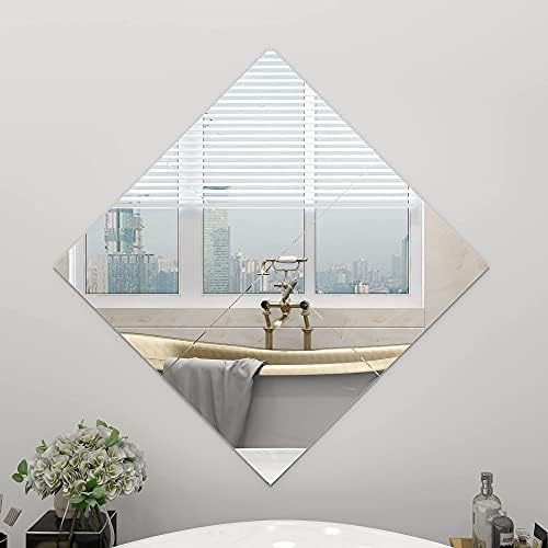 Murrey Home Wall Mirror for Home Gym Mirror, Full Length Mirrors Wall Mounted, Frameless Full Body Mirror Tiles for Wall, Door, Garage, 12" x4PCS