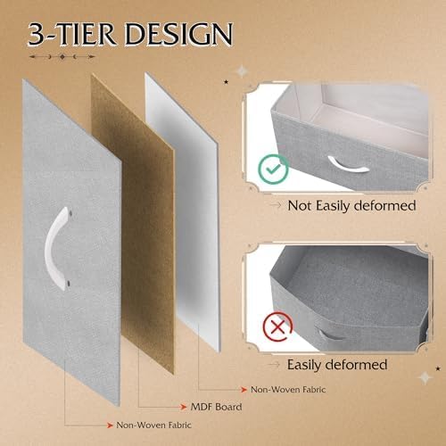 WLIVE Storage Organizer Unit with 11 Fabric Bins, Storage Drawers Organizer with Steel Frame, Tall Storage Tower Organizaton for Living Room, Hallway, Office, Light Grey