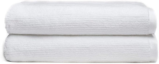 Cozy Earth Ribbed Bath Sheet Set - 60% Cotton 40% Viscose from Bamboo Bath Sheets - Soft & Absorbent Textured Ribbed Pattern - 2 Pack White