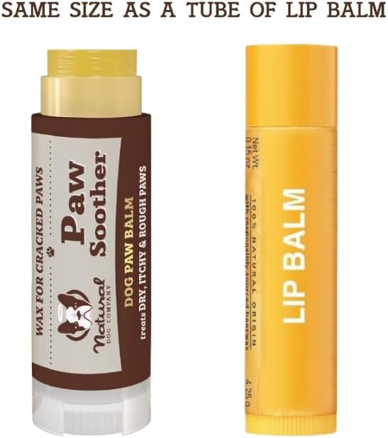 Natural Dog Company Paw Soother Travel Stick 0.15 oz – Pocket-Size Balm with Coconut & Hempseed Oils, Calendula & Vitamin E – Soothes Dry, Cracked Paw Pads – Lick-Safe, Vegan