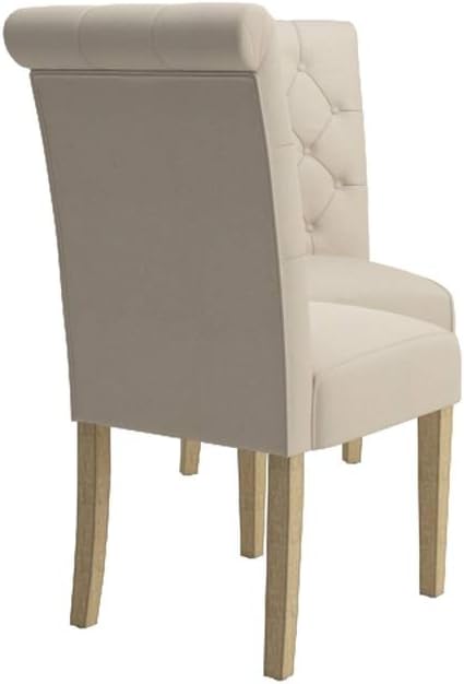 Roundhill Furniture Habit Solid Wood Tufted Parsons Dining Chair (Set of 2), Tan
