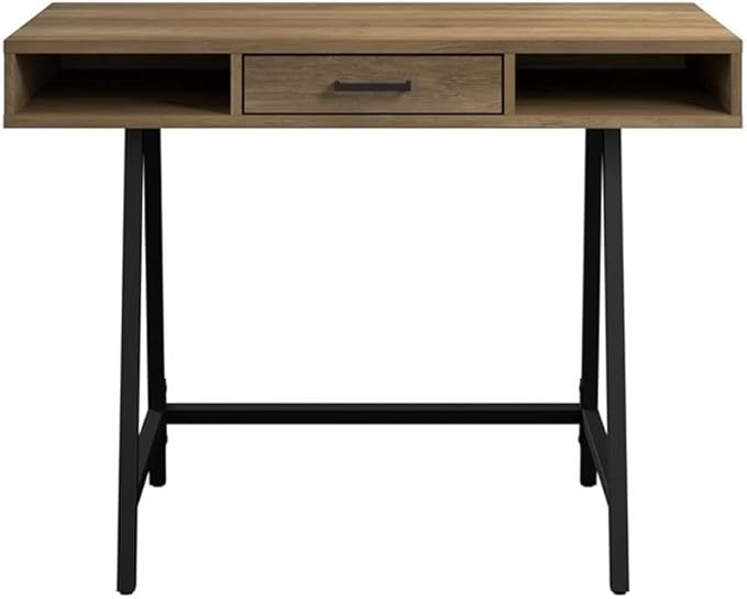 Bush Furniture Steele 40W Writing Desk in Reclaimed Pine | Compact Computer Table with Storage for Home Office, Study Room, or Entryway