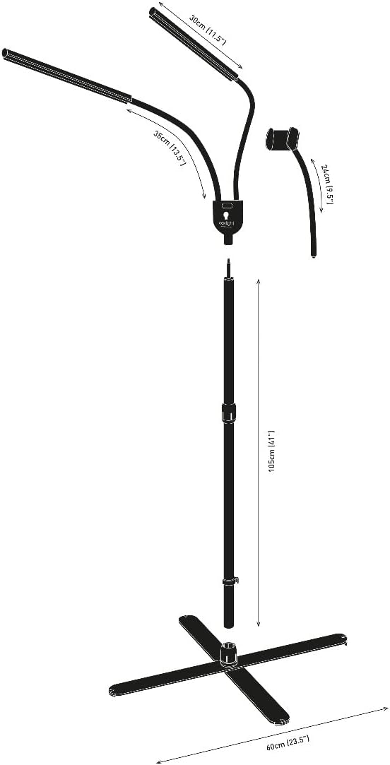 Daylight Company Gemini Floor Lamp, 2 Strobe Lamp, 4 Brightness Levels, Social Media, Nails, Salon, Beauty, Office and Much More - 4,500 LUX - 1,400 Lumen, Silver