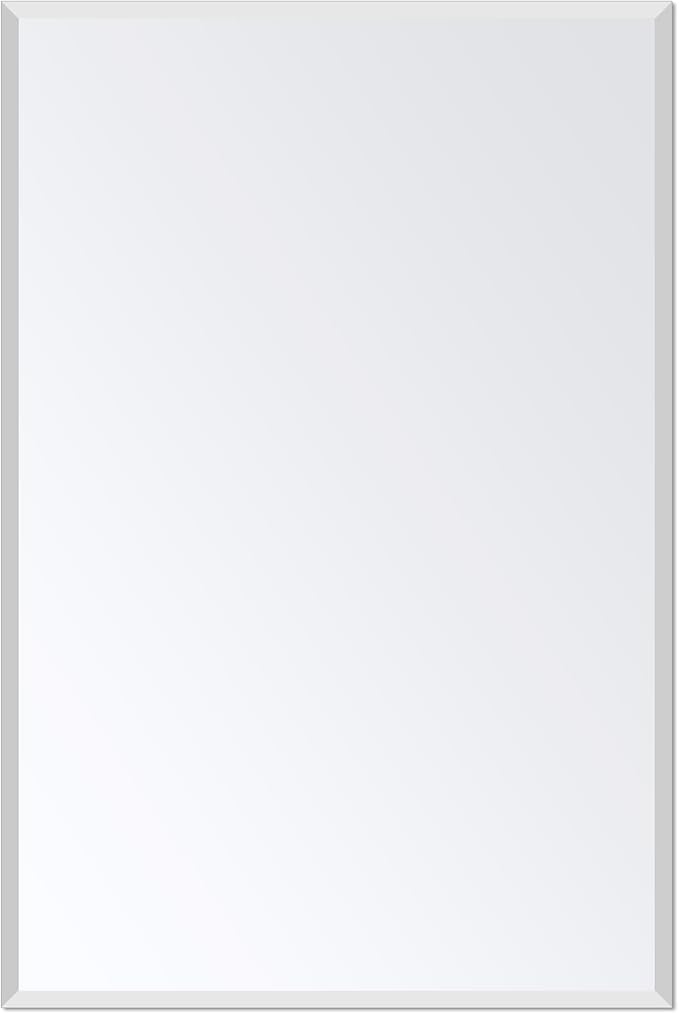 Ruomeng Rectangle Wall Mirror Frameless Bathroom Mirror 16” x 24" Beveled Edge Mirror for Vanity and Entryway