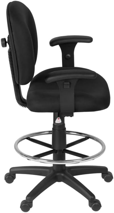 Romig Comfort Series Swivel Fabric Computer Task Chair with Adjustable Arms & Drafting Kit - Black