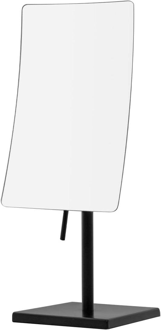 DOWRY 5X Tabletop Magnifying Makeup Mirror Adjustable Rectangular Vanity Mirror for Bedroom 304 Stainless Steel Gifts for Women Wife Mom Teengirls Matte Black