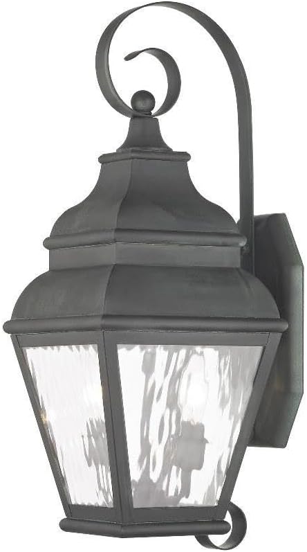 Livex Lighting 2602-61 Exeter 2-Light Outdoor Wall Lantern, Charcoal