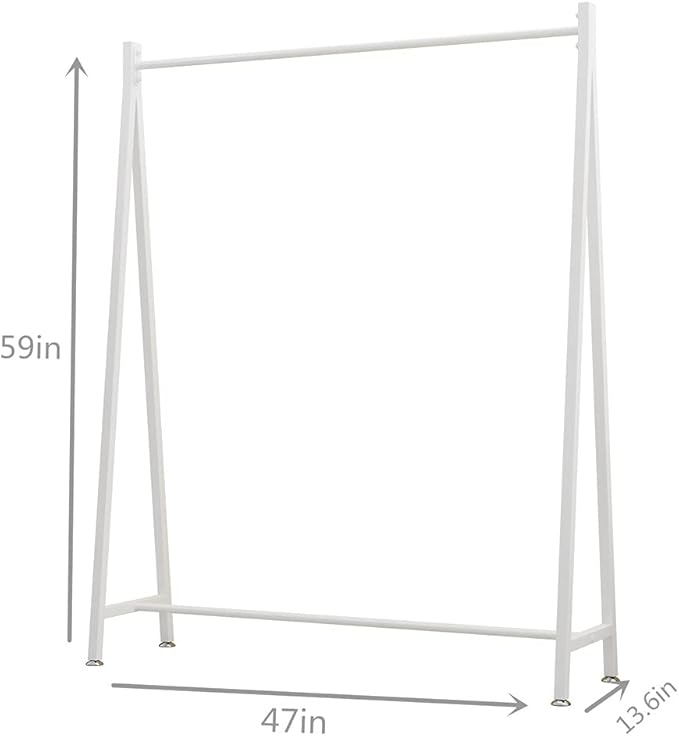 DR.IRON White Metal Clothes Racks Garment Rack, Modern White Clothing Rack Free Standing Hanging Rod for Boutique Retail, Clothes Store, Laundry Room(47’’L)