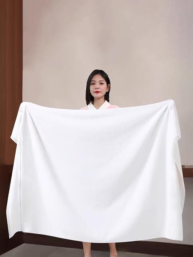 Bath Sheet,Oversized Bath Towel,Beach Towel, 40x73 inches, Extra Large,100% Luxury Cotton, Super Soft & Absorbent (White, Extral Large)