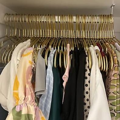 30 Pack Gold Matt Metal Wire Hangers Coat Suit Clothes Hangers with Notches,16.5" Heavy Duty Durable Hangers for Adult, Shirt Dress Pants Hanger Space Saving Legging Organizer