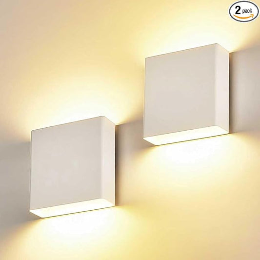 2Pack Indoor Outdoor Up and Down White LED Wall Light, Modern Porch/Bedroom Wall Lamp, IP65 Waterproof, 5%-100% Dimmable, 18W 5CCT (2700K-5000K), CRI90+, 120-277V, ETL FCC Certified