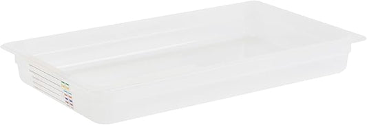 Restaurantware Food Storage Container 1 Pack of 20.7 x 12.6 x 2.5 Inches Plastic Stackable Storage Box White Reusable Label Container Dishwasher Safe For Restaurants And Kitchens