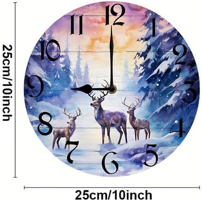 Wall Clock,Deer Kitchen Decor and Accessories, Decorative Battery Operated Clocks for Living Room Bedroom Bathroom Farmhouse, 10 Inch
