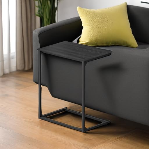 VASAGLE C Shape End Table, Small Coffee Table For Couch Or Sofa, Industrial Side Table In Living Room, Bedroom, 13.8 x 21.7 x 26 Inches, Ebony Black ULNT052B56