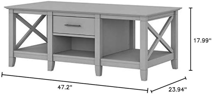 Bush Furniture Key West Coffee Table with Storage in Cape Cod Gray