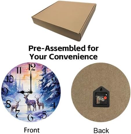 Wall Clock,Deer Kitchen Decor and Accessories, Decorative Battery Operated Clocks for Living Room Bedroom Bathroom Farmhouse, 10 Inch