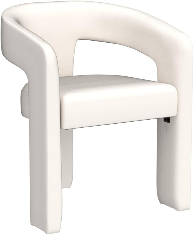 Modern Chenille Barrel Dining Chair Upholstered Fabric Dining Room Chair with Arm Comfy Accent Side Chair for Kitchen/Living Room/Reception, Beige, 1 PC