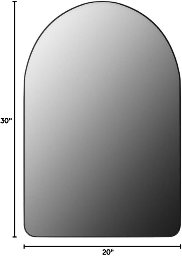 ANDY STAR Arched Mirror, 20" x 30" Brushed Nickle Bathroom Mirror in Stainless Steel Metal Frame, Arch Top Rounded Corner 1" Deep Set Design Wall Mount Hangs Vertical