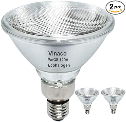 PAR38 Outdoor Flood Light, 2PCS PAR38 Halogen Flood Light 80W, High Brightness 1500LM Equivalent 100W, PAR 38 Dimmable with Long Lasting Warm White PAR 38 Halogen 80W with E26 Base for Indoor&Outdoor