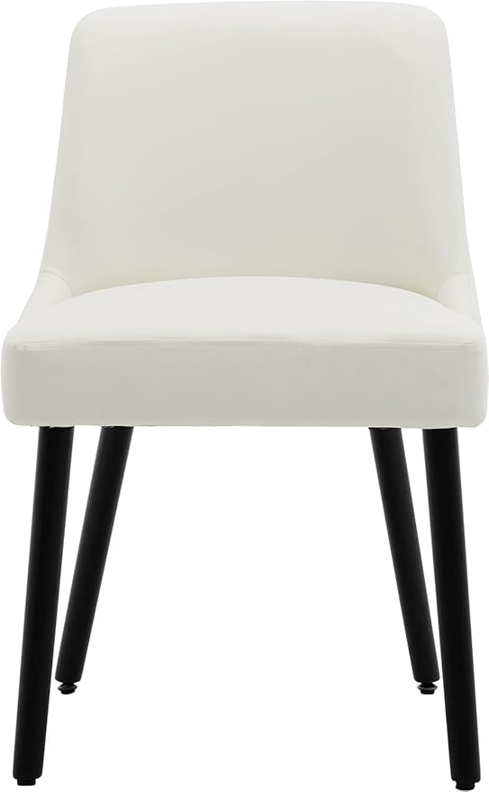 MINCETA Dining Chair,Morden Wood Leg Upholstered Kitchen Chair Set of 2,PU in Cream White
