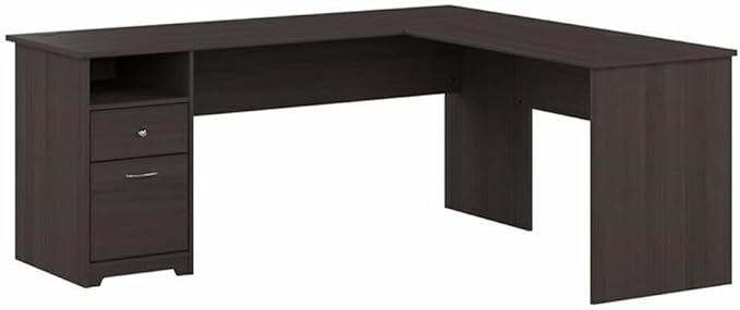 Bush Furniture L Shaped Desk with Drawers for Executive and Home Office | Cabot Collection Corner Table with Storage and Chrome Hardware | 72Wx23DX42W Return