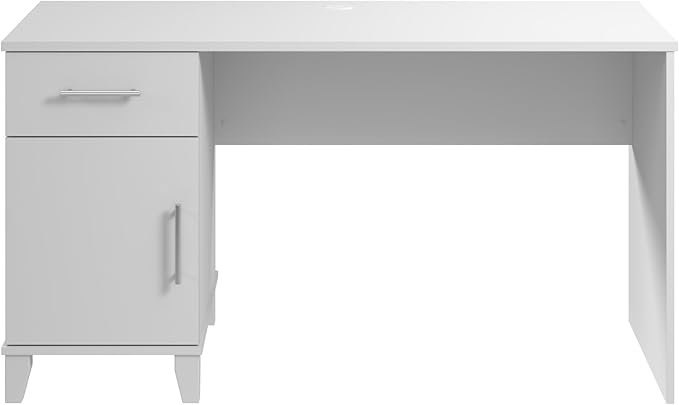 Bush Furniture Somerset 54W Office Desk with Drawer and Cabinet in White, Computer Table with Storage for Home Office Workspace