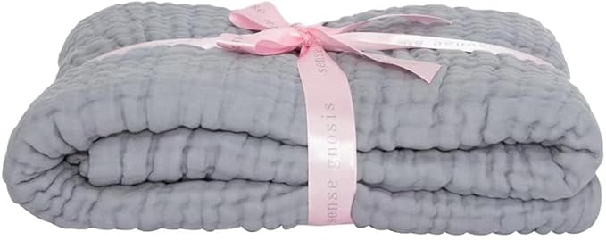 sense gnosis Light Grey Blanket Muslin Throw Blanket for Couch 8-Layer Gauze Blanket Breathable Soft and Lightweight Blankets for Baby and Adults 55"x75"