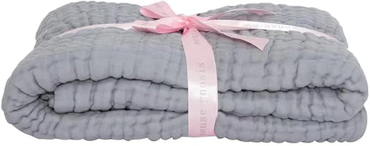 sense gnosis Light Grey Blanket Muslin Throw Blanket for Couch 8-Layer Gauze Blanket Breathable Soft and Lightweight Blankets for Baby and Adults 55"x75"