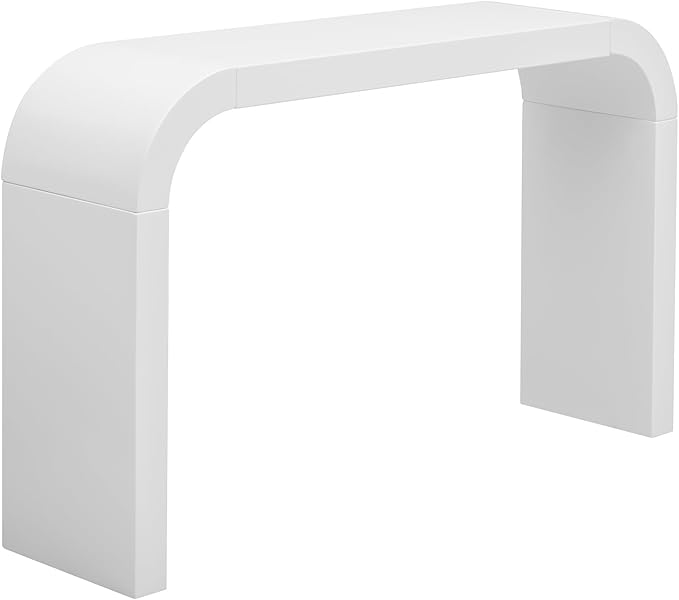 Curved Console Table 52-Inch Modern Narrow Entryway Sofa Table for Living Room Entrance Hallway Furniture, White