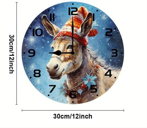 Donkey Wall Clock Large Silent Non-Ticking Battery Operated Modern Clocks for Living Room Decor/Bedroom/Office (12x12 in)