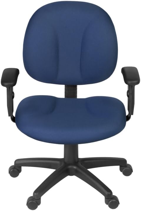 Romig Comfort Series Swivel Fabric Computer Task Chair with Adjustable Arms - Navy Blue