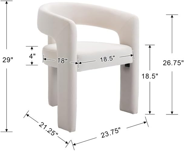 Modern Barrel Dining Chairs Set of 3, Velvet Upholstered Accent Side Chair with Arms Comfy Makeup Vanity Chairs, Dining Living Room Kitchen Chairs, Beige