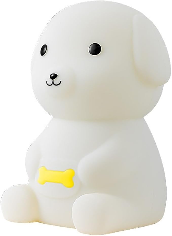 Puppy Night Light for Adults Kids,Kawaii Dog Lamp 7 Colors & 2 Brightness 20/40min Timer,Soft Silicone Night Light Rechargeable Light Table Lamp Bedside Lamp,Room Decor Gifts for Boys Girls
