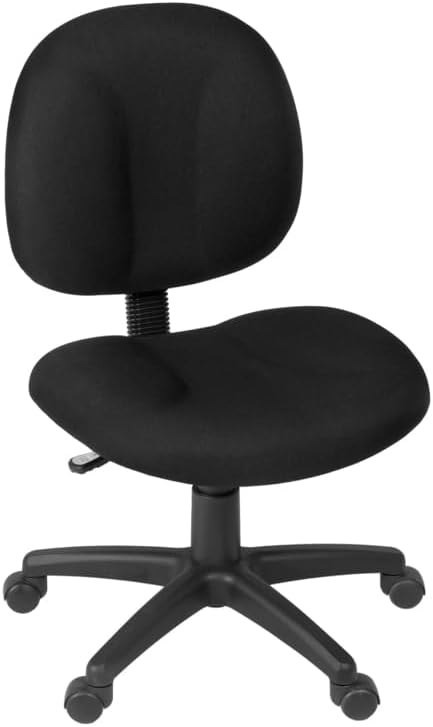 Romig Comfort Series Swivel Fabric Computer Task Chair - Armless - Black