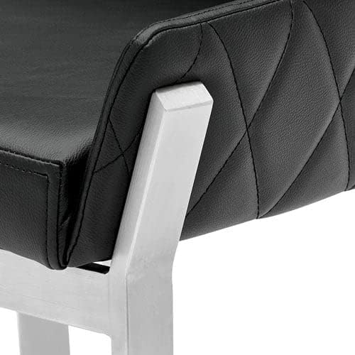 Zuri Furniture Sydney Black Leatherette Dining Chair with Brushed Stainless Steel Legs