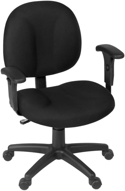 Romig Comfort Series Swivel Fabric Computer Task Chair with Adjustable Arms - Black