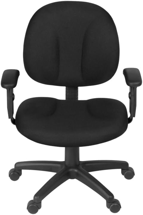 Romig Comfort Series Swivel Fabric Computer Task Chair with Adjustable Arms - Black