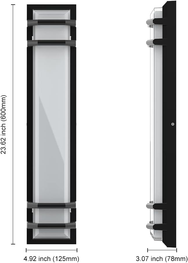 Sytmhoe Outdoor Wall Lights,36w Dimmable 6000K LED Modern Porch & Patio Wall Light Fixture, 23.6in Black Exterior Sconce Wall Mounted Lights Suitable for Garage Living Room Courtyard House(6000K)