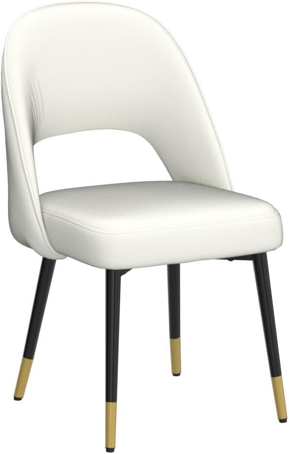 DUOMAY Modern Dining Chair Set of 4 with Open Back, Velvet Upholstered Armless Chair with Metal Frame Side Chair for Kitchen Dining Room Living Room, Beige