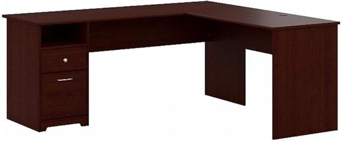 Bush Furniture Cabot 72W L Shaped Computer Desk with Drawers in Harvest Cherry