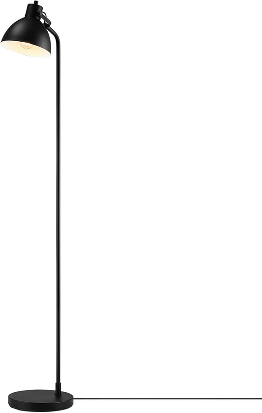 GLOBE Electric 60" Floor Lamp, Matte Black, On/Off Rotary Switch on Socket, 6-Foot Black Cord, Reading Light, Bedroom, Living Room, Home Decor