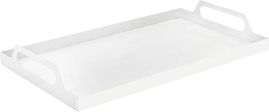 VANRA Metal Serving Tray Portable Bed Tray with Handles for Coffee Table, Living Room, Kitchen and Bathroom (White)