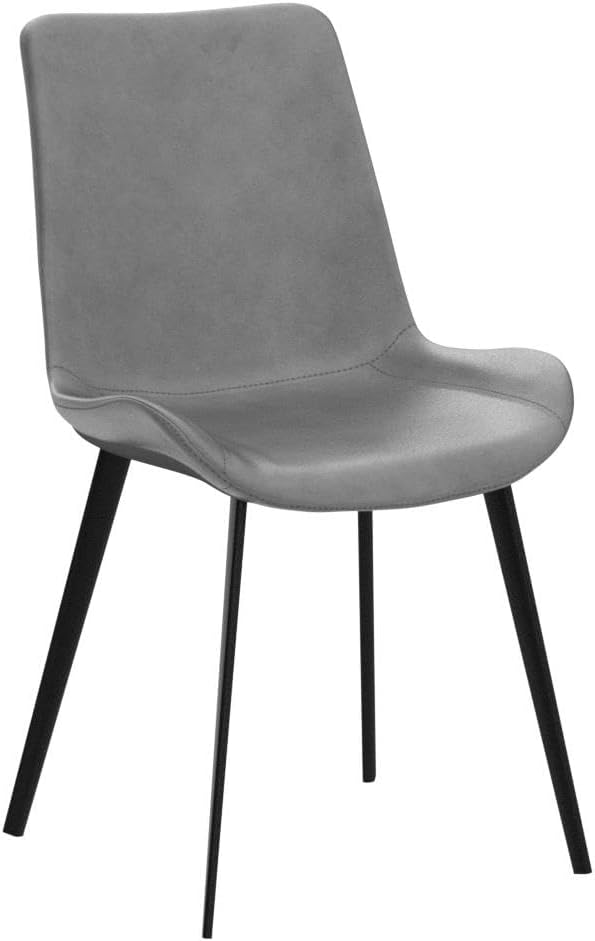 Dining Chairs Set of 4, Modern Kitchen & Dining Room Chairs, Upholstered Faux Leather Cushion Seat and Sturdy Metal Legs (4 Grey Chairs)