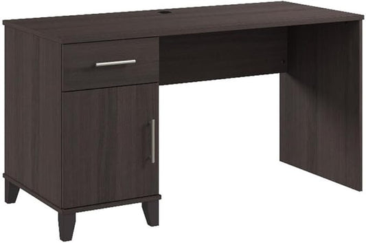 Bush Furniture Somerset 54W Office Desk with Drawer and Cabinet in Storm Gray, Computer Table with Storage for Home Office Workspace