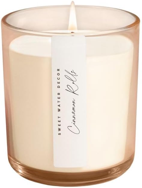 Sweet Water Decor Cinnamon Rolls Candle, 12oz Sandstone Glass Jar, Autumn Scented Notes of Cinnamon, Pastry, & Vanilla, 50+ Hour Burn Time, Non-Toxic Soy Wax Blend, Poured in The USA, Cotton Wick