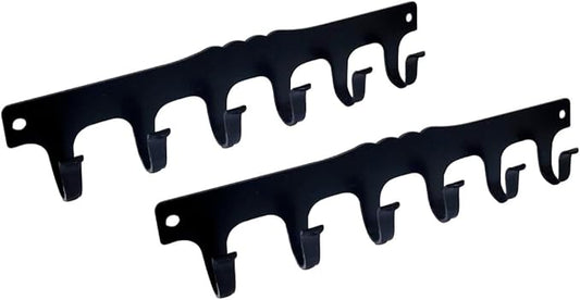 QCAA Key Hook Holder, Durable Steel, 131mm x 26mm, Matte Black, Made in Taiwan, 2 Pack