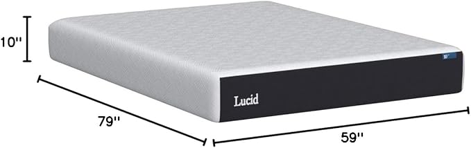 Lucid 10 Inch Memory Foam Mattress - Medium Feel - Infused with Refreshing Bamboo Charcoal and Cooling Gel - Bed in a Box - Temperature Regulating - Pressure Relief - Breathable - Queen Size