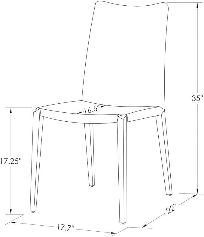 ZURI Modern Jordan Dining Chair in Black Leatherette and Polished Stainless Steel Base